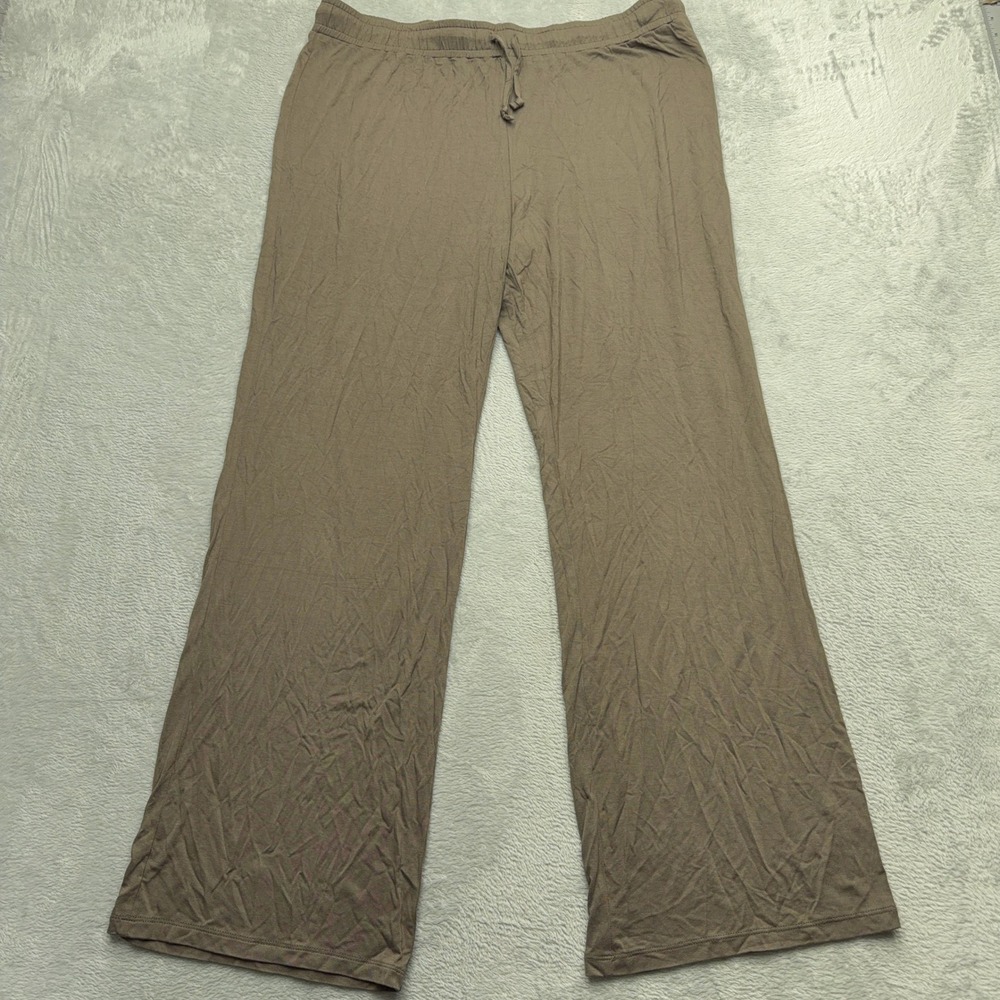 Nuuds Lounge Pants Womens XXL Brown Wide Leg Drawstring Rayon Spandex Stretch